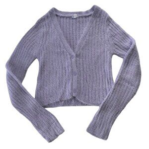 💜 Garage Lavender Fuzzy Cropped Cardigan 💜